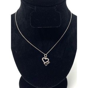 Sterling Silver 925 CZ Love Heart Pendant Necklace Italy HB Signed